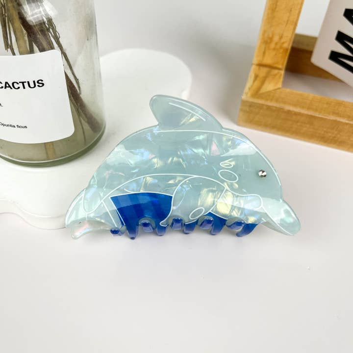 mildstyles - Wholesale Hair Clip - Women's - Whale Dolphin Shark Blue Hair Claw Clip