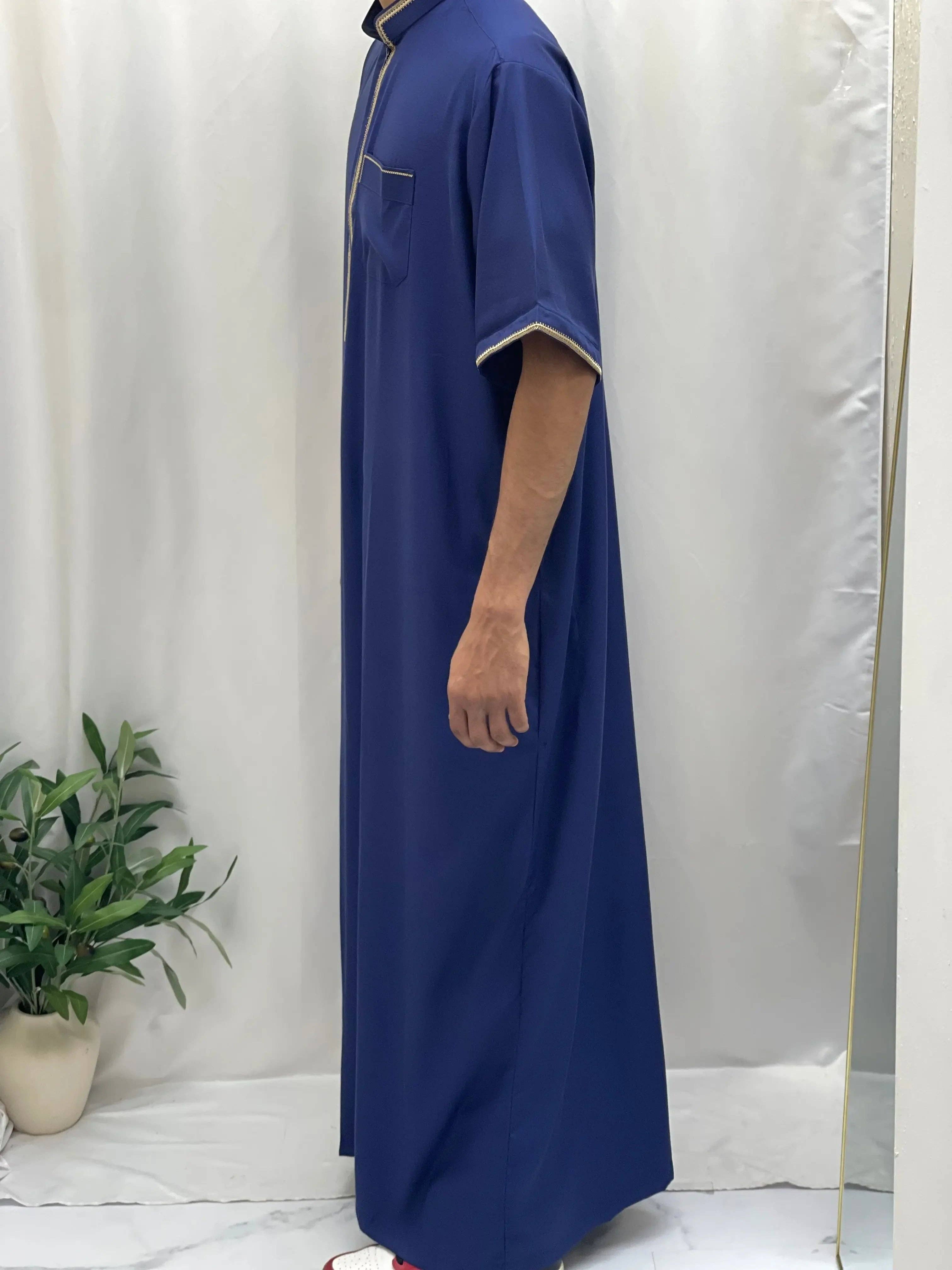 Palestinian Elegance - Wholesale  - Timeless Elegance: Men's Durable Kaftan Thobe with Gold Details15