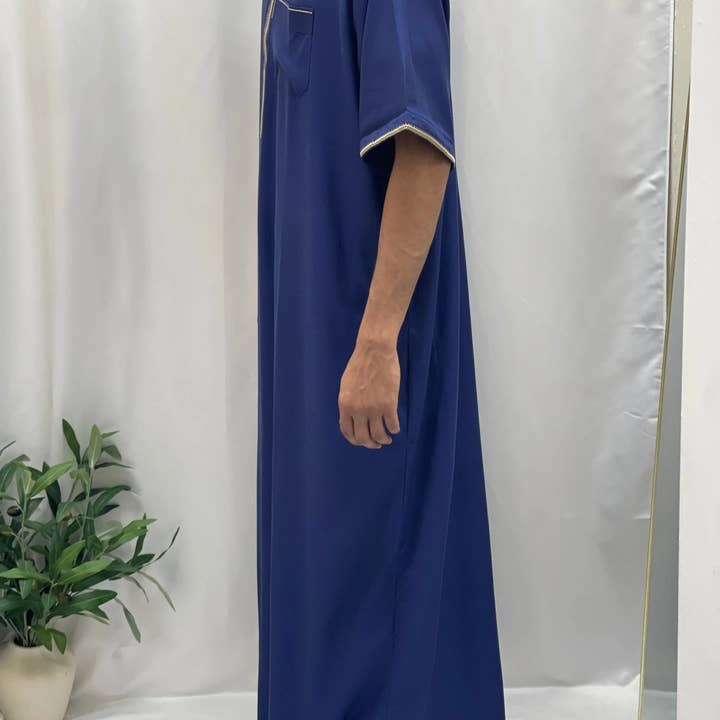 Palestinian Elegance - Wholesale - Timeless Elegance: Men's Durable Kaftan Thobe with Gold Details15