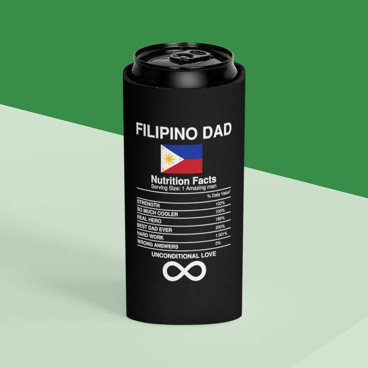 Teegarb LLC - Wholesale Drink huggers & koozies - Beer Can Cooler Sleeve Humorous Filipino Nutrition Facts Enthusiasts Illustration Hilarious Father's day Asian Cuisines Sayings7