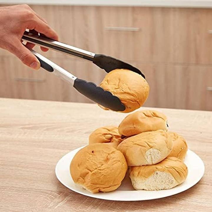 Vigor Path – wholesale Kitchen tong – 2-Pack of 9" (Small) & 12" (Large) Kitchen Tongs Set: Non-Stick Silicone-Stainless Steel Cooking Tongs, BPA Free, Heat Resistant (480°F) - Non-Slip Grip & Locking Metal Food Tongs (Grey)
