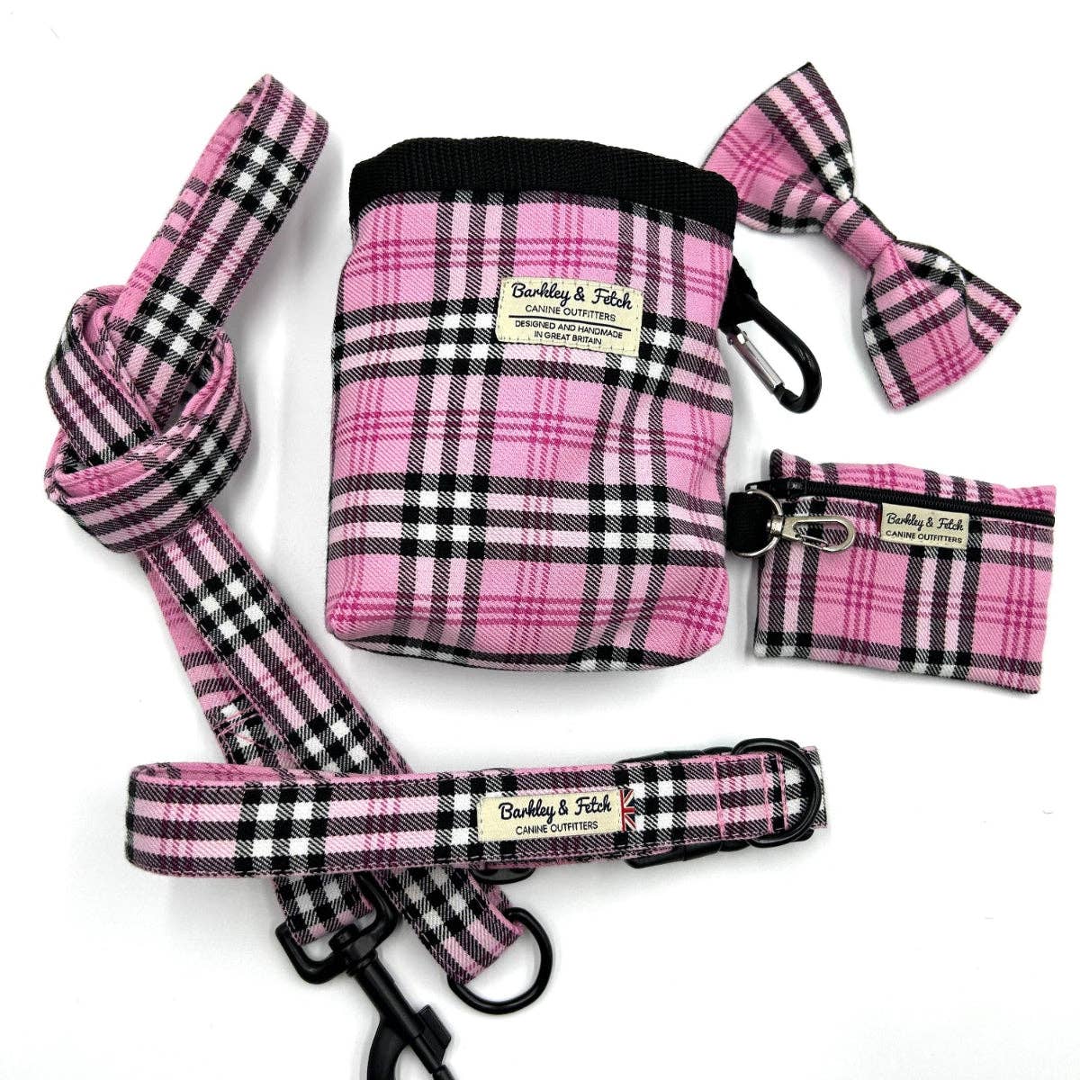 Barkley and Fetch – wholesale Pet treat bag – Dog – PinkBerry Check Treat Bag2