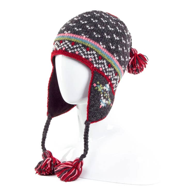 Lost Horizons Knitwear - Wholesale Beanie - Women's - Helsinki Wool Knit Earflap Hat with Tassels