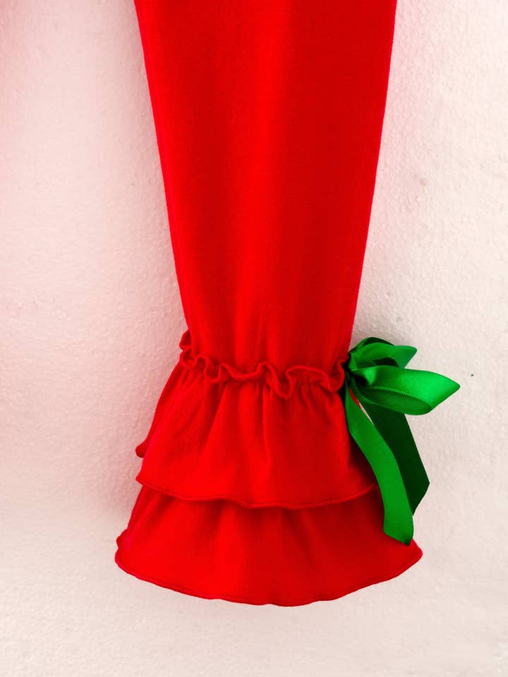 littleoneusa - Wholesale Top & Pant Set - Kids - Christmas Red Stripe Santa Ruffle Girl Pant Set Kids Clothes