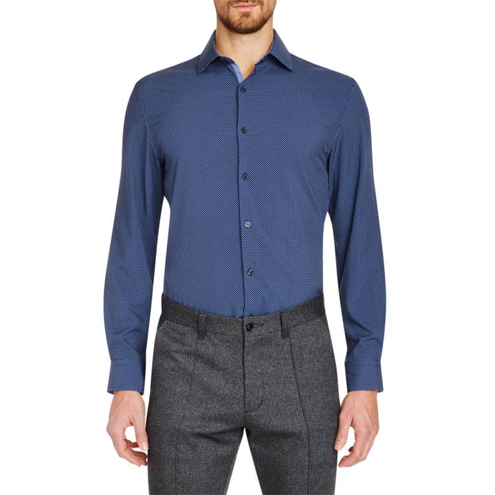SLIM FIT DOT 4-WAY STRETCH DRESS SHIRT for wholesale by W.R.K