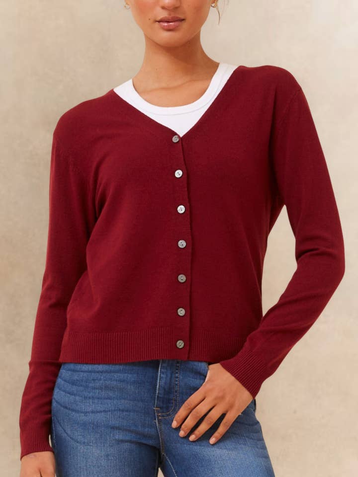 Cardigan Léger Uni Collette à Boutons sur le Devant Manches Longues pour la vente par ANNICK