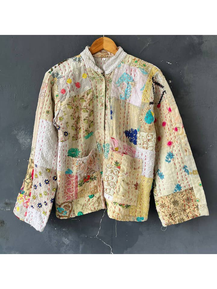 Bhawana Handicrafts - Wholesale Jacket – Women's - Floral Embroidery Women Kantha Jacket Patchwork Short Jacket