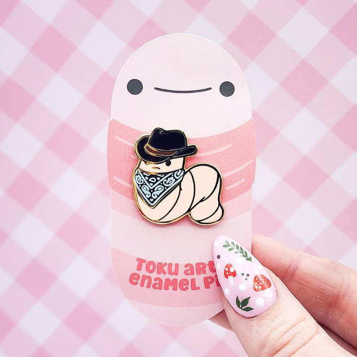 Toku Arts - Wholesale Lapel Pin/Button - Yeehaw Worm Enamel Pin2