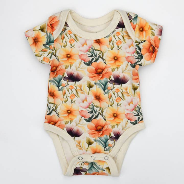 Earthy - Wholesale Bodysuit (Non-Footed) - Baby - Organic Cotton Short Sleeve Baby Bodysuit, Lilly
