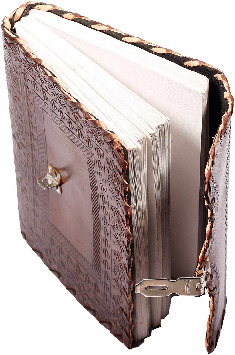Tuzech Leather - Vente Journal intime - Journal en cuir TUZECH pour hommes et femmes, carnet en cuir pour écrire des poèmes, carnet de croquis, carnet de notes pour tenir des registres, mémoire personnel avec serrure et clé - Non ligné 7 pouces2