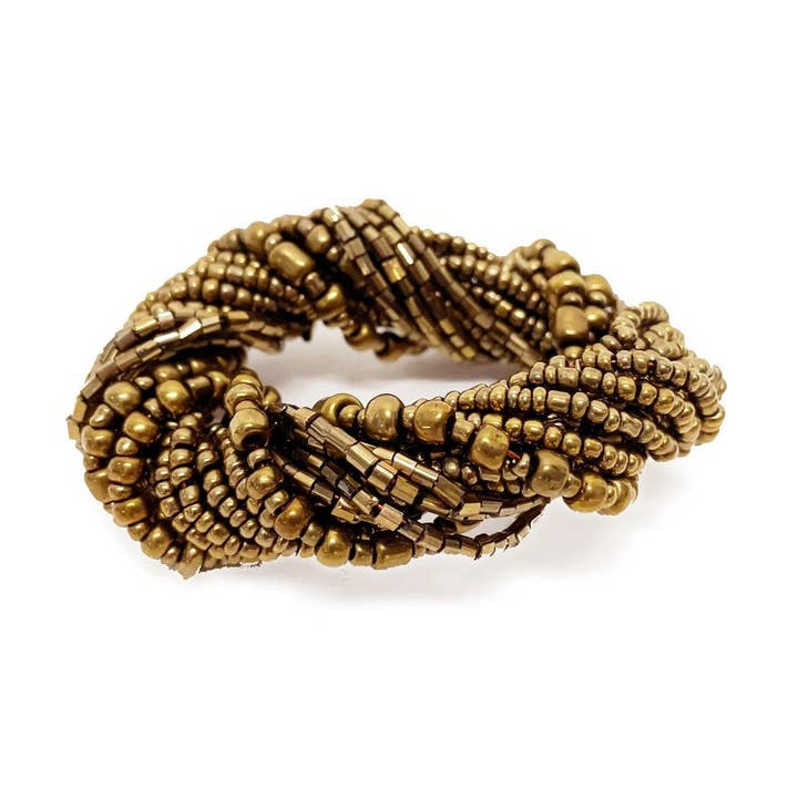 The Beaded Napkin Ring - Gold - Set of 4 for wholesale by Bazar Bizar Living