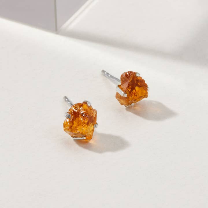Luna Norte - Wholesale Stud/post earrings - Raw Beauty Post Earrings- Sterling Silver - Citrine