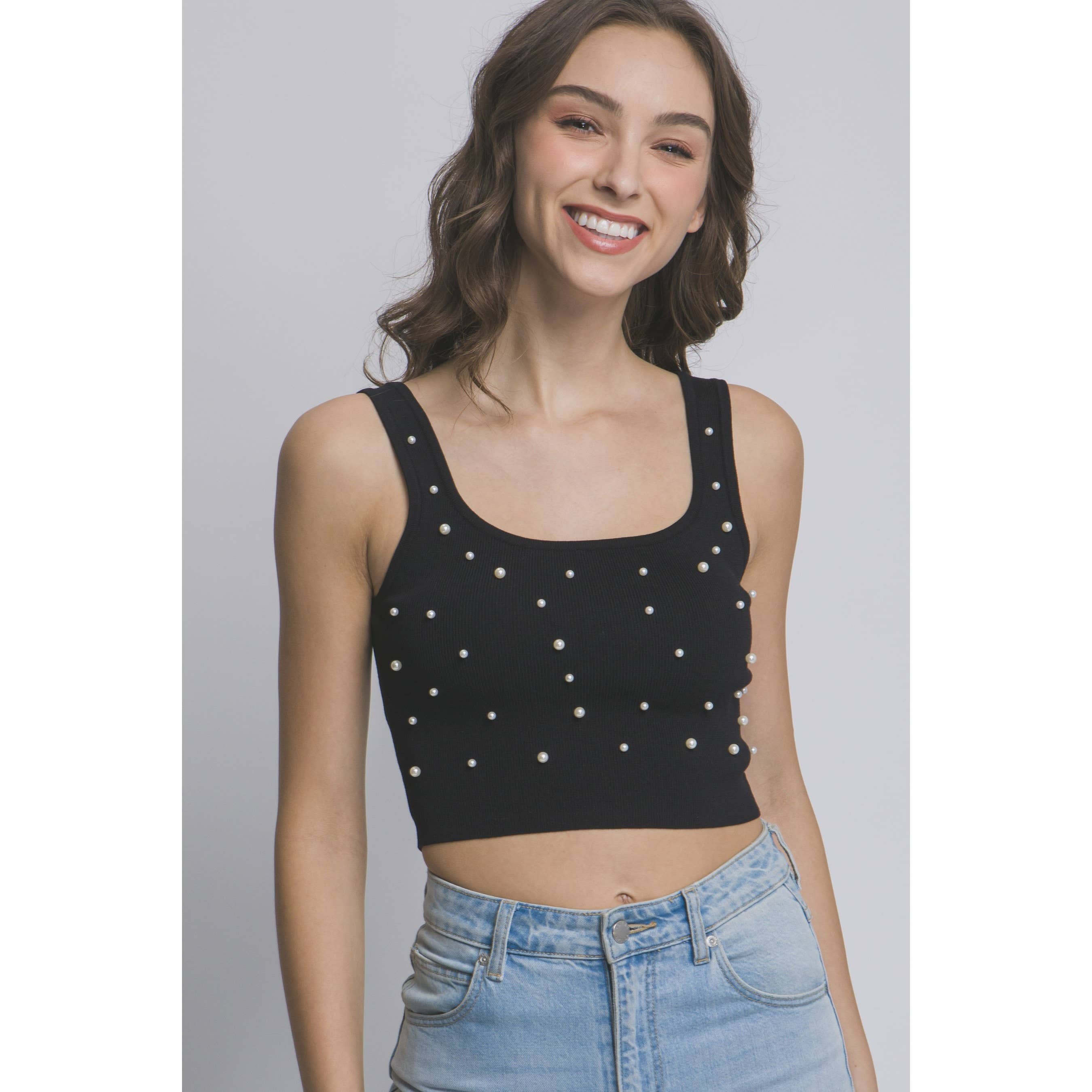 HiteJeans – wholesale Linne (Tryckt) - Dam – Ribbad stickad bolldesign kort linne2