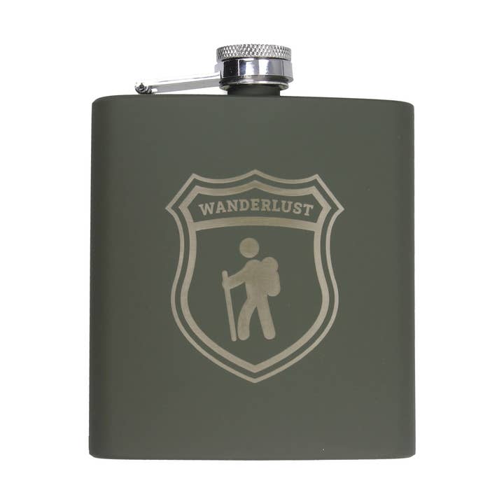 Flasque en acier inoxydable, vert, wanderlust pour la vente par COWstyle