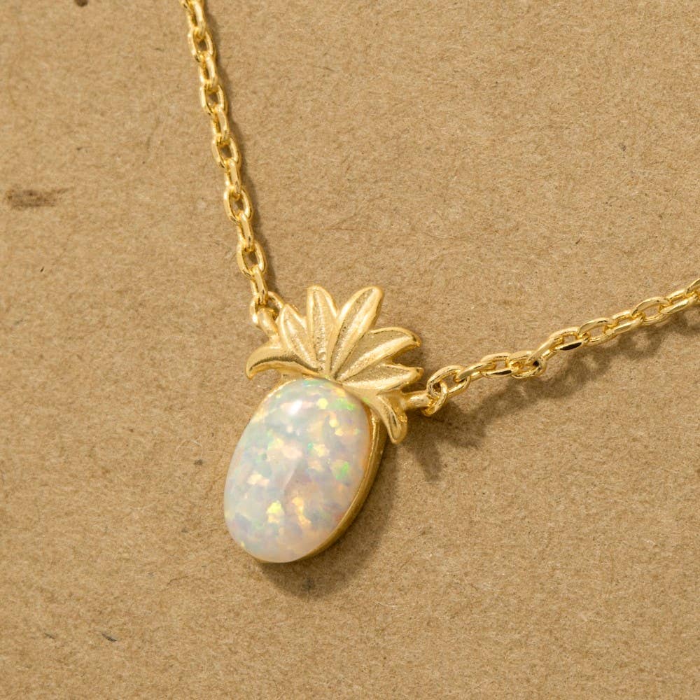 Fame Accessories – Großhandel Kette mit Anhänger/Charm – Halskette mit Ananas-Anhänger aus Opal3