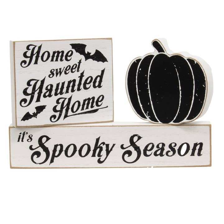 Set da 3 blocchi decorativi "It's Spooky Season" in stile farmhouse per la vendita all'ingrosso da parte di Col House Designs