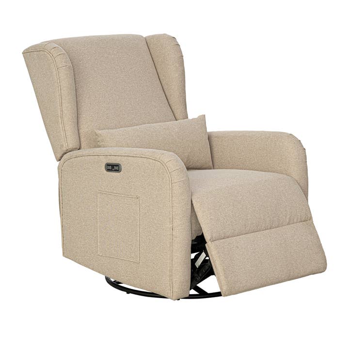 Olliix - Wholesale Chair - Classic Wingback Swivel Glider Power Recliner Chair, Beige *6