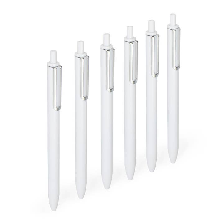 White Retractable Gel Luxe Pens, Set of 12 for wholesale by Poppin
