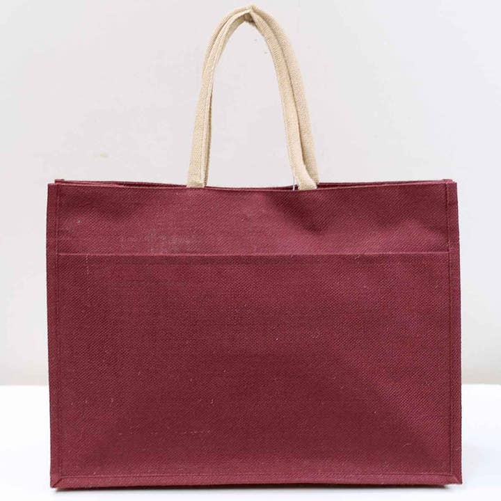 The Royal Standard - Wholesale Tote bag – Unisex - Jute Pocket Tote Maroon 19x14x7.5