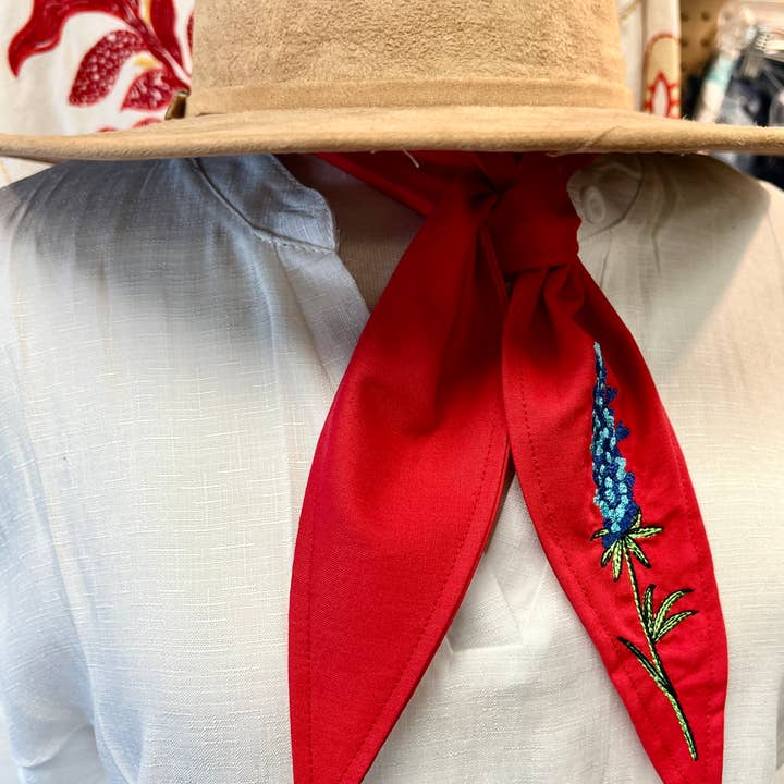 The Funky Soul - Wholesale Scarf - Women's - Bluebonnet Embroidered Ascot Scarf6