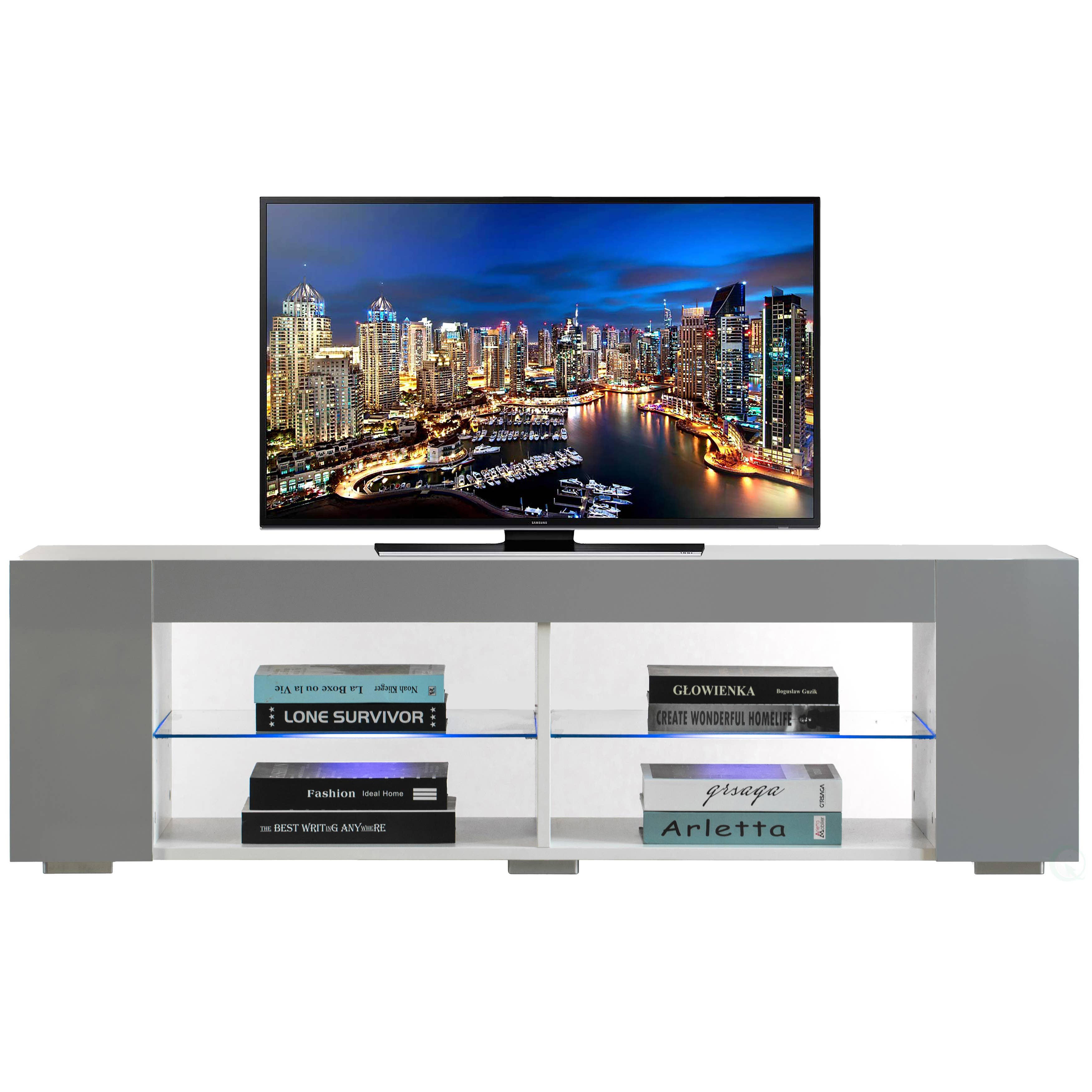 Quickway Imports - Vendita all'ingrosso Consolle - Mobile TV con luci LED e mensole in vetro0