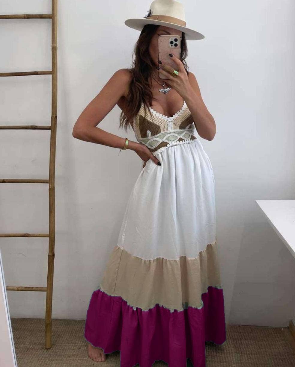LORIANE - Venta al por mayor Vestido - Mujer - Vestido largo sin mangas bordado, talla única15