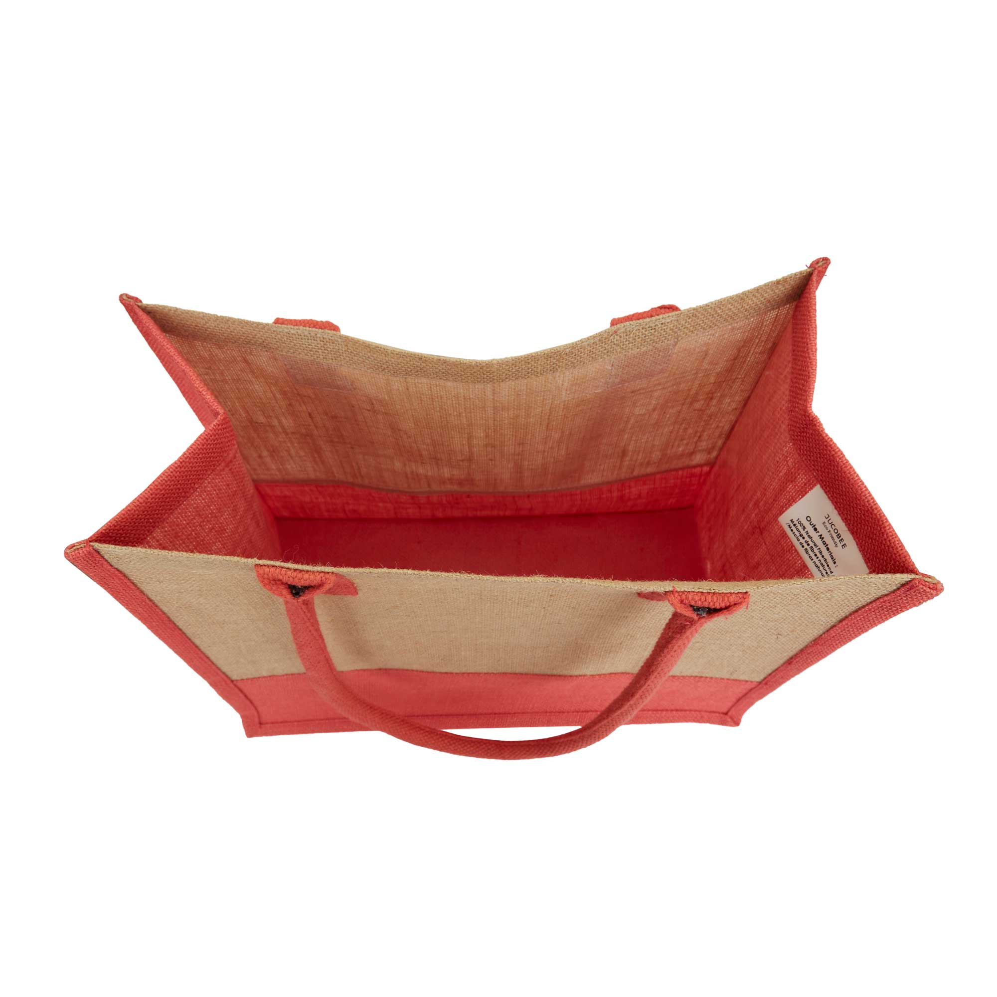 ecojutebags – wholesale Tote bag – Unisex – Pack 4 Jute Shopping Bags– Two-Tone Design with Long Handles10