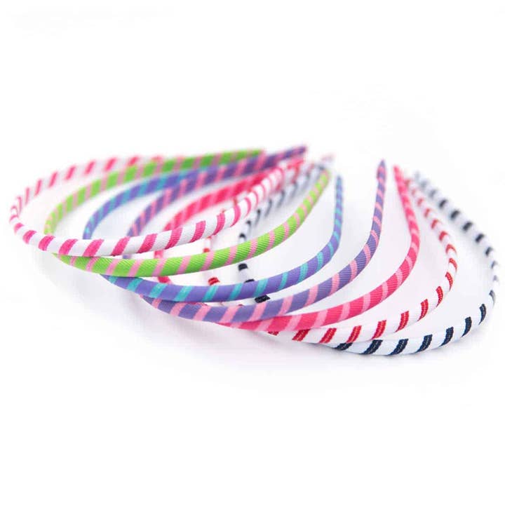 Lollipop Stripe Narrow Grosgrain Ribbon Headband for wholesale by Bows Etc.