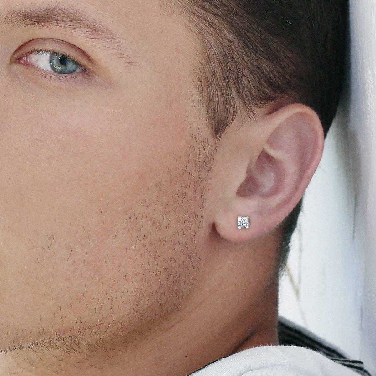 LuvMyJewelry (LMJ) - Wholesale Stud/Post Earrings - Square Stud 10K Yellow Gold Diamond Earrings 0.25 ct. tw.3