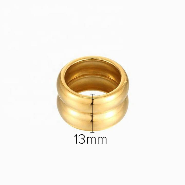 Guld Bred kant dubbelskiktad enkel ring DPJR36 för wholesale på Faire