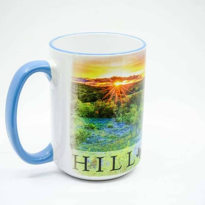 Texas Hill Country Coffee Mug - 15 oz. Ceramic Coffee Cup for wholesale by Wimberley Puzzle Company