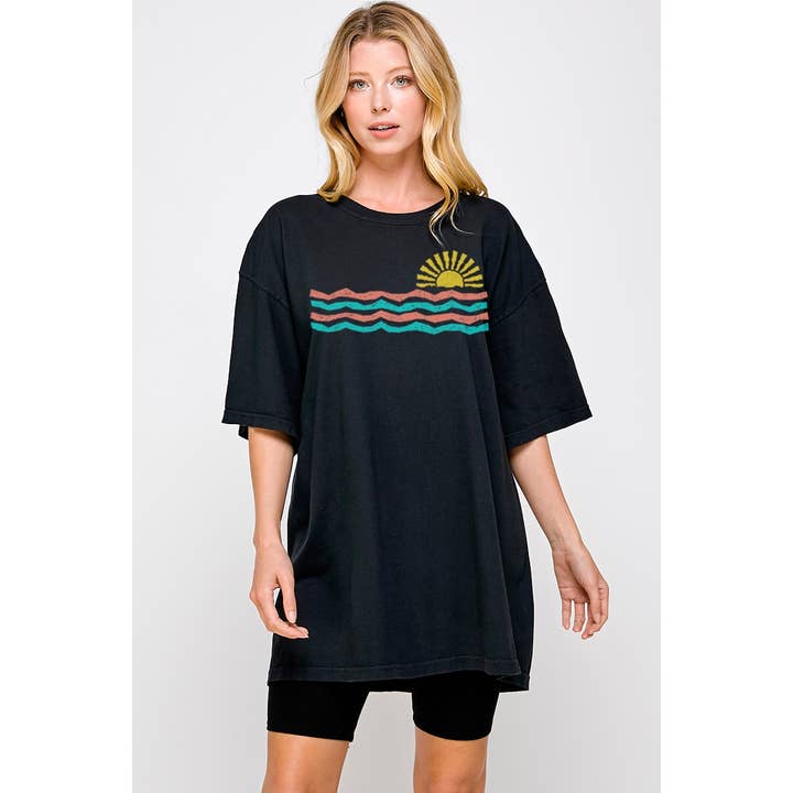 T-SHIRT OVERSIZE À MOTIF VINTAGE LAKE DAZE ON MY MIND pour la vente par Illustrated Society