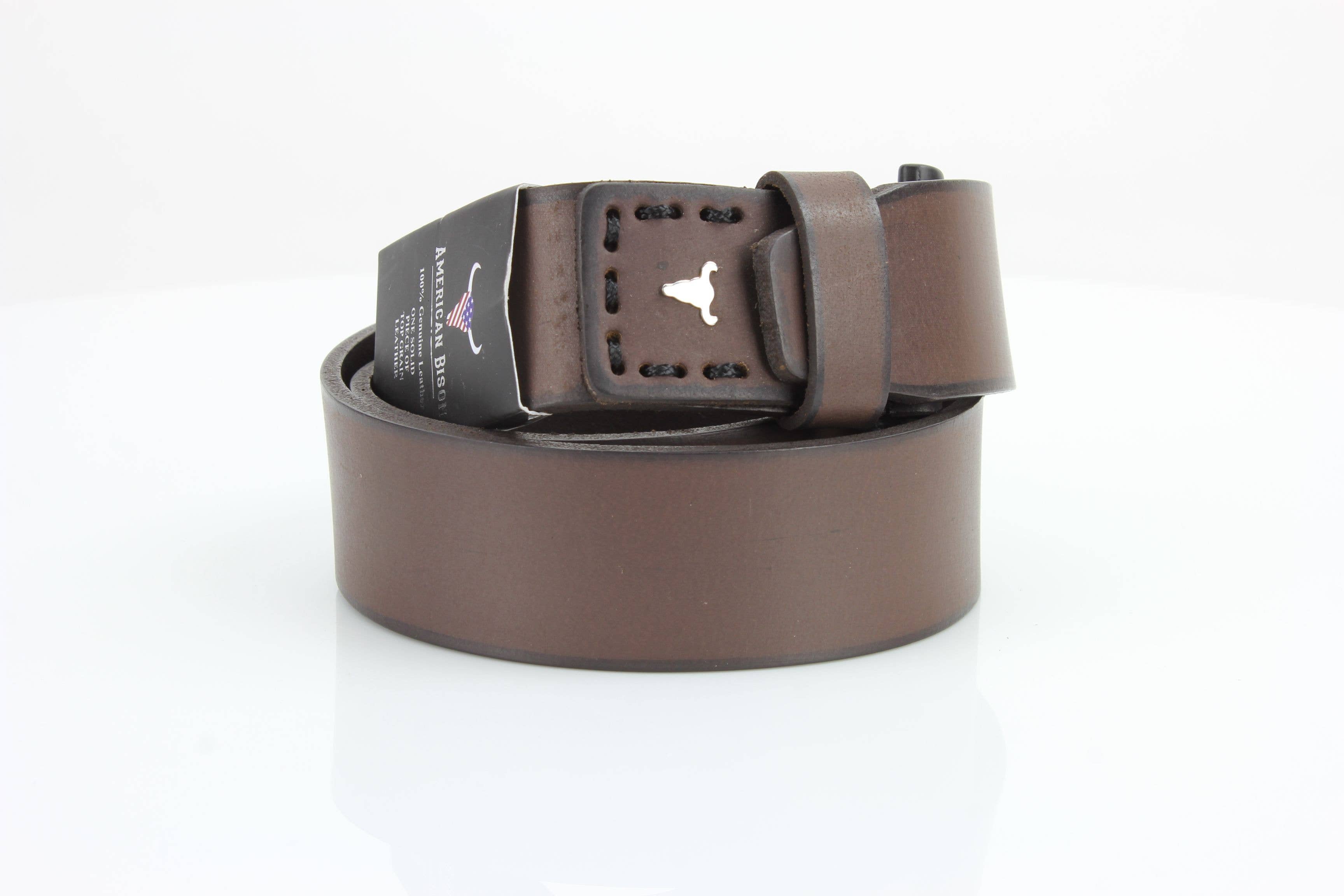 Leather Impressions Inc - Vente Ceinture – unisexe - Ceinture en cuir classique avec coutures fines et logo - ABB 01016