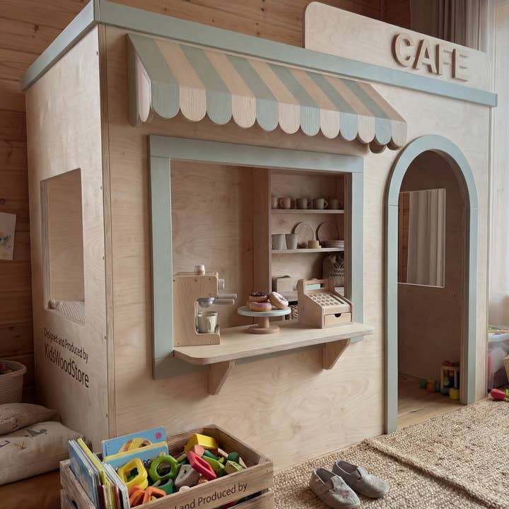 Wooden Kids Pretend Playhouse | Custom Indoor Role Play Café Playhouse for Home & Commercial Use for wholesale by Kids Wood Store