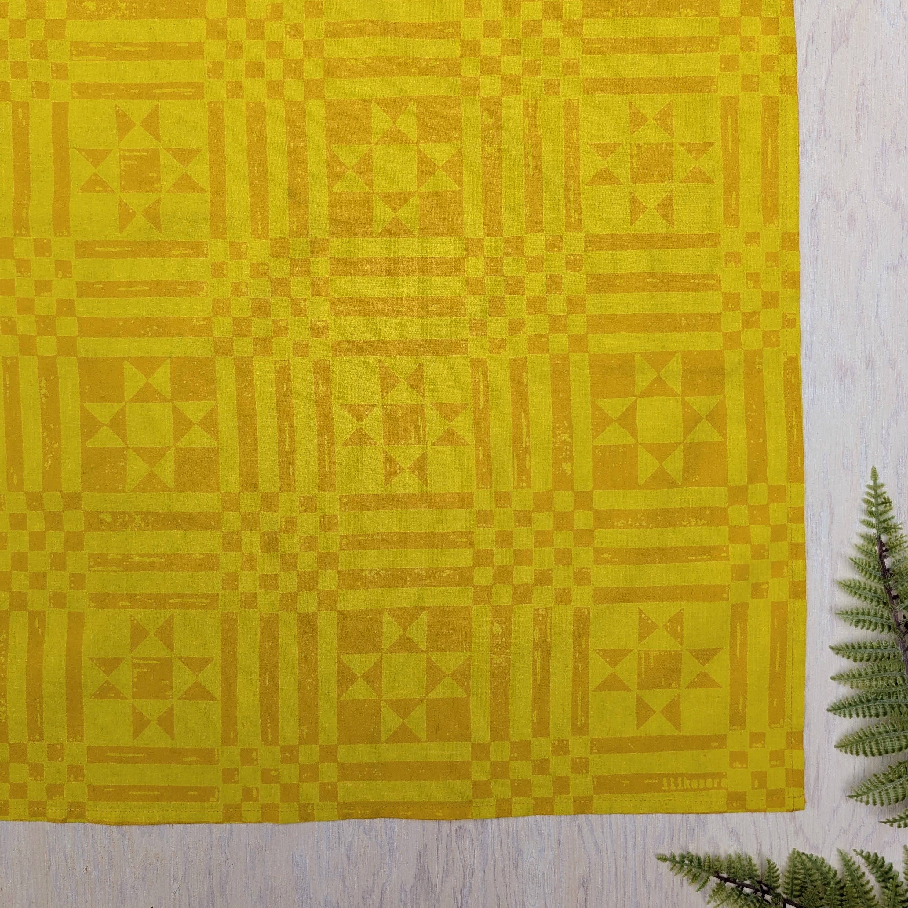 ilikesara | art + goods – wholesale Bandana – Women's – bandana | sawtooth yellow gold - geometric folk quilt pattern scarf neckerchief7