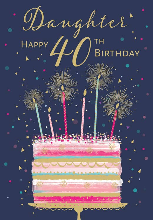 Piccadilly Greetings - Wholesale Birthday Card - Milestone Age Birthday Card, Age 40 Daughter, Cake0