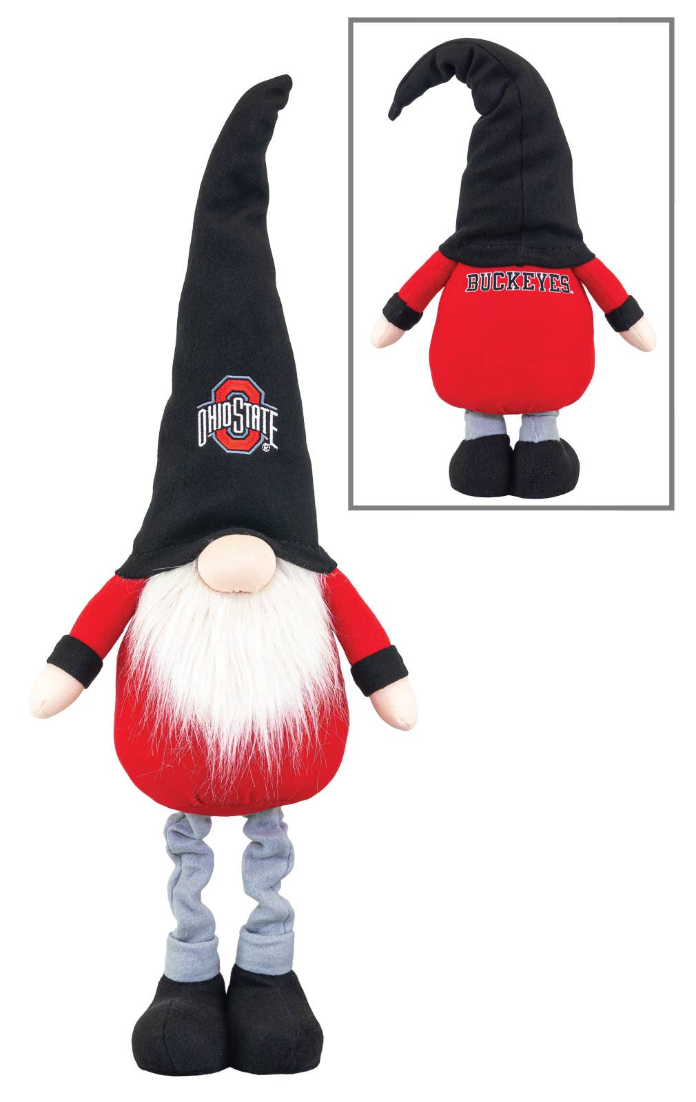 Hanna's Handiworks - Wholesale Decorative Figurine - Ohio State Christmas Buckeyes Gnome Fan Stretch Leg0