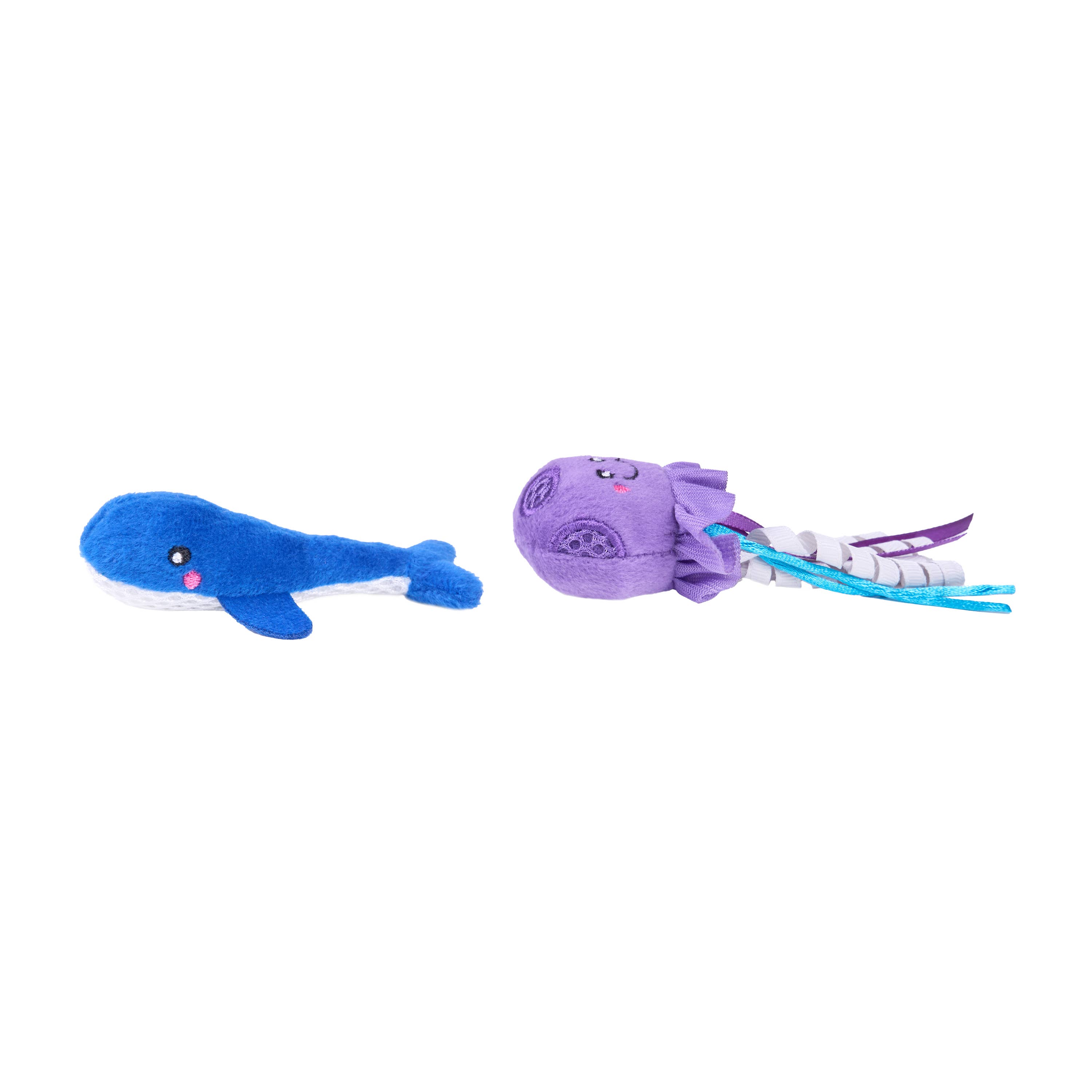 ZippyPaws - Wholesale Pet Toy - Cat - ZippyClaws® Mesh Mates 2-Pack - Jellyfish and Whale2