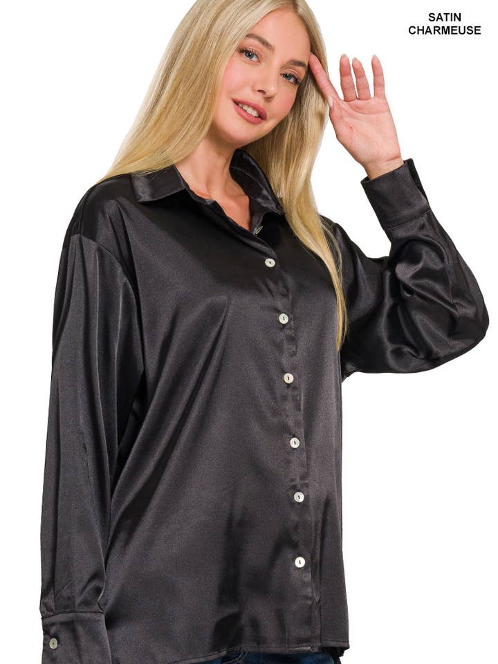 42POPS – Großhandel Hemd mit Button-down-Kragen – Damen – „,.._ Satin-Knopf-Down-Hemden0