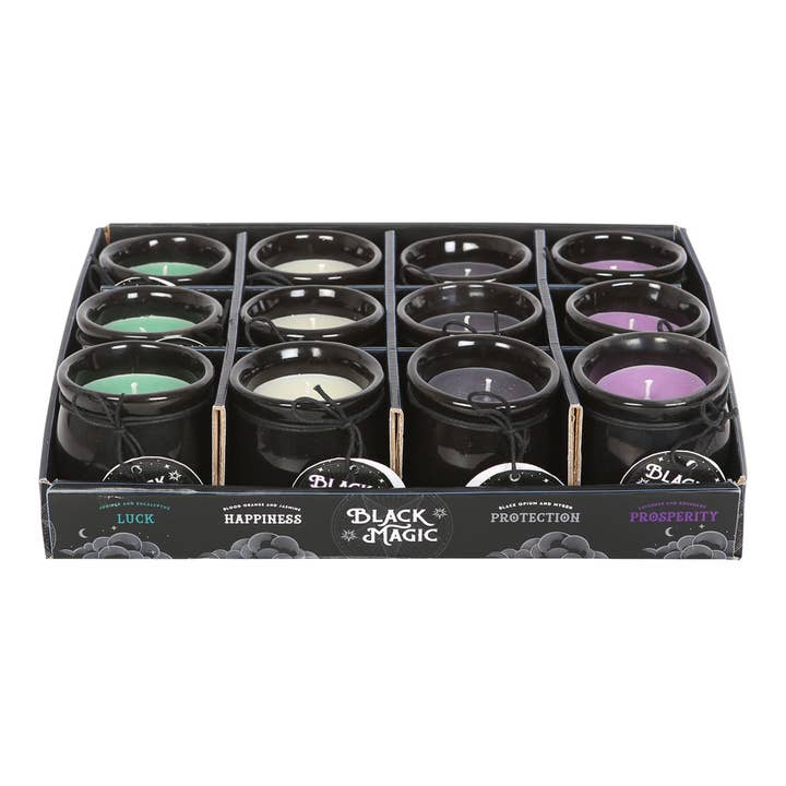 Something Different Wholesale - Wholesale Jar/Filled Candle - Set of 12 Gothic Halloween Cauldron Candles in Display