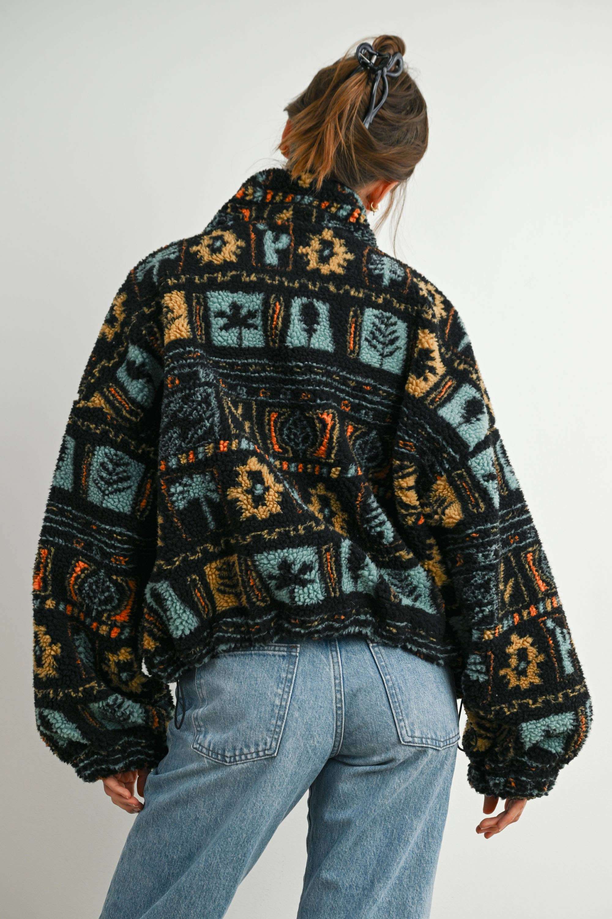 BLACK MULTI Zip-Up Polar Fleece Mock Neck Long Sleeve Jacket - BMJ7842 for wholesale on Faire11