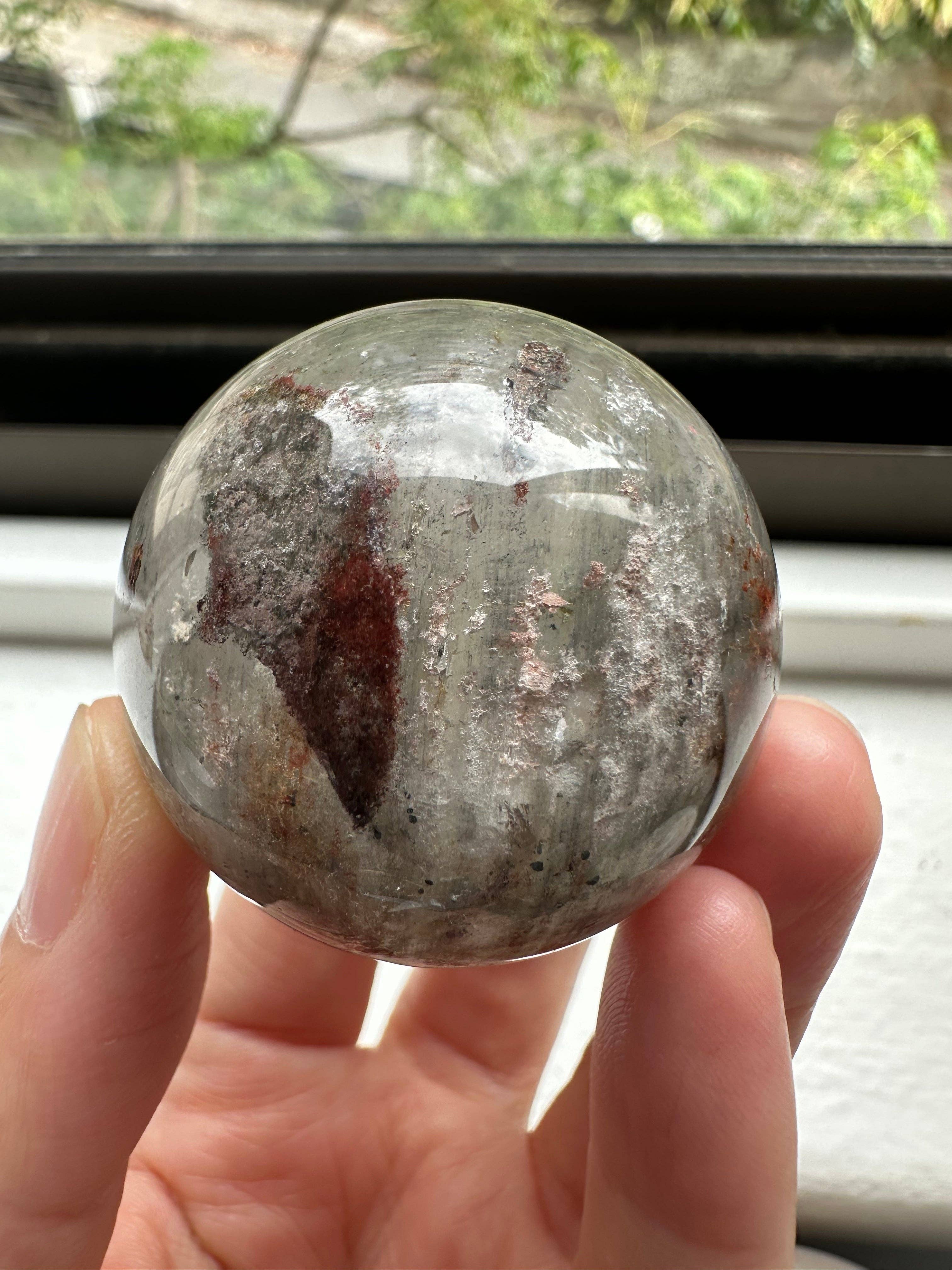 Moon Rituals - Wholesale Spiritual Stone/Crystal - Garden Quartz Green Phantom Quartz Lodolite Scenic Quartz Sphere Ball, Christmas Crystal Gift2