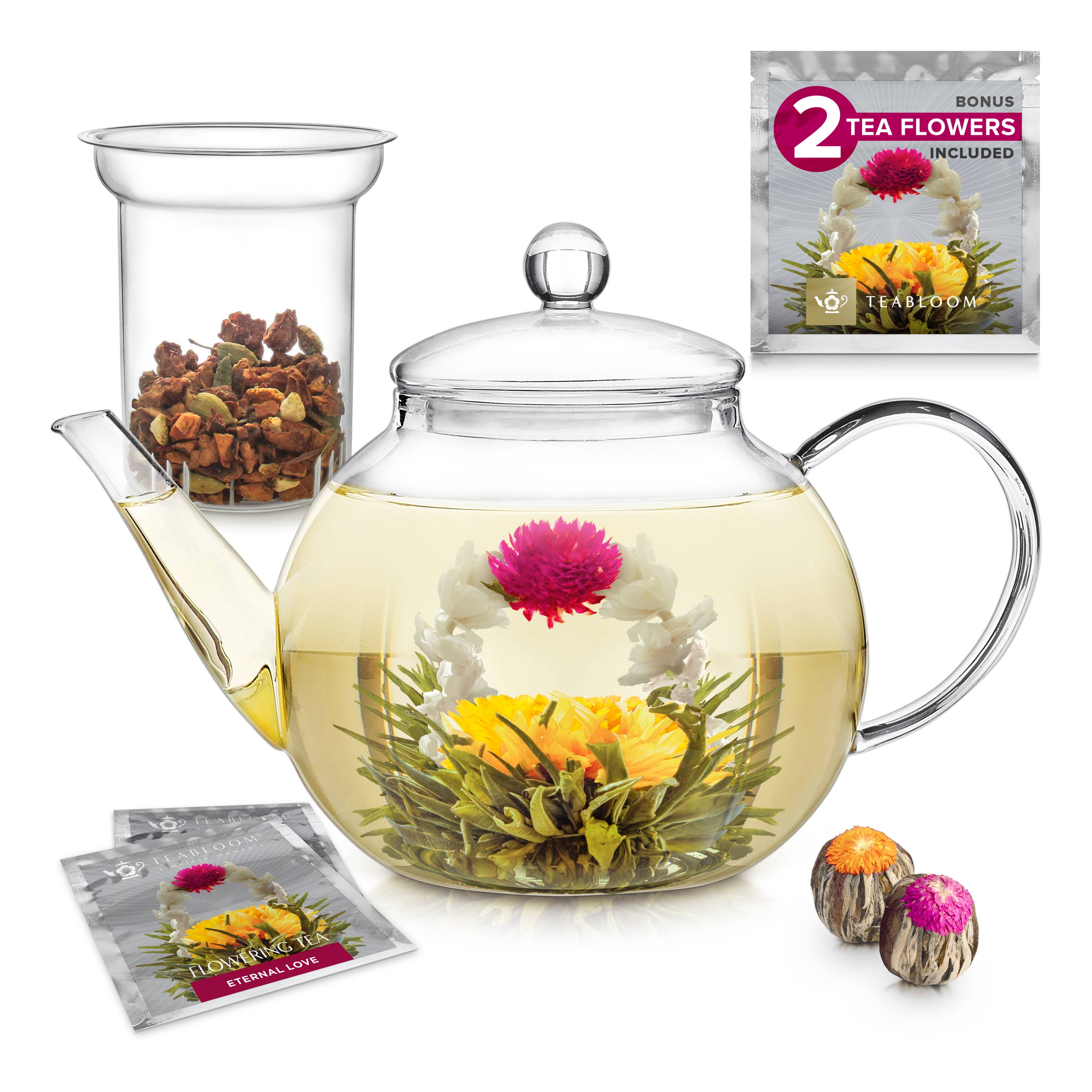 Teabloom - Wholesale Tea Pot - Petite Celebration Teapot with Two Blooming Teas (27 oz)0