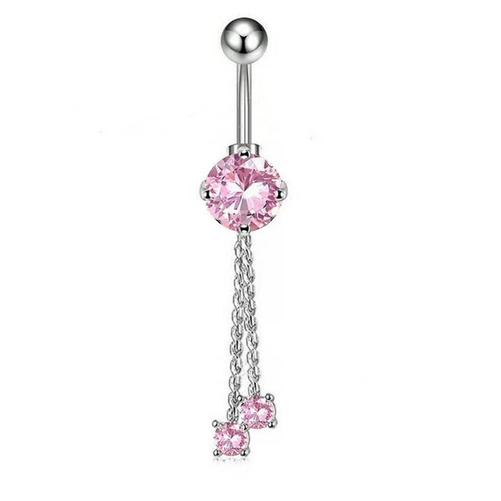 ACCITY - Wholesale Belly Ring - Long Chain CZ Belly Ring with Copper Piercing_CWMM9232