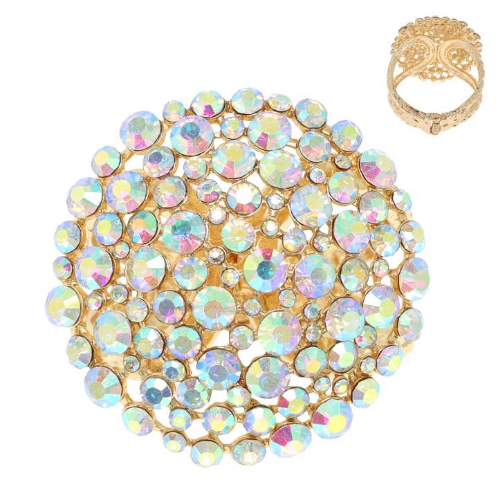 SP Sophia Collection - Wholesale Cuff Bracelet - Dome Rhinestone Cluster Metal Cuff Hinge Bracelet