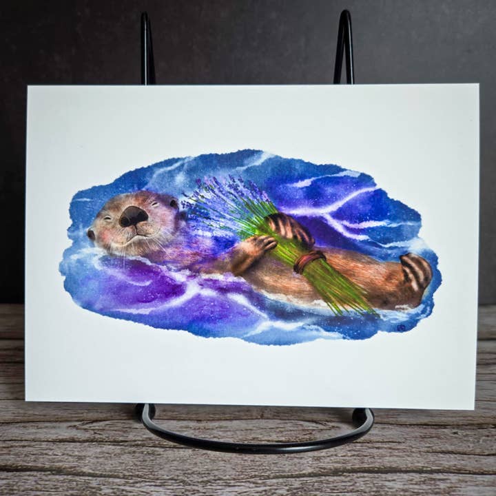 Lavender Sea Otter Print for wholesale by Broccokat Graphics