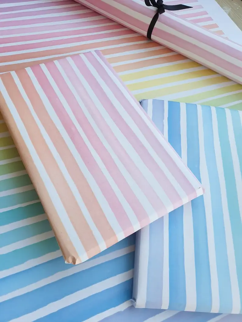 Emma Godfrey Art - Wholesale Flat Wrap - A2 Rainbow Stripe Wrapping Paper5