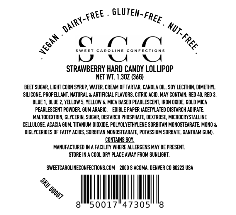 Sweet Caroline Confections - Wholesale Lollipop - Red Rose Lollipops, Strawberry, 10/Case - VEGAN4