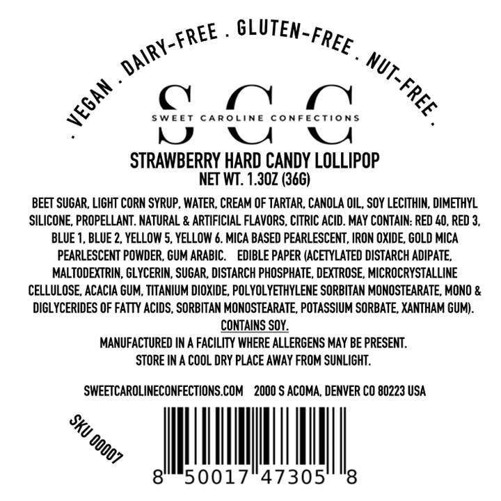Sweet Caroline Confections - Wholesale Lollipop - Red Rose Lollipops, Strawberry, 10/Case - VEGAN4