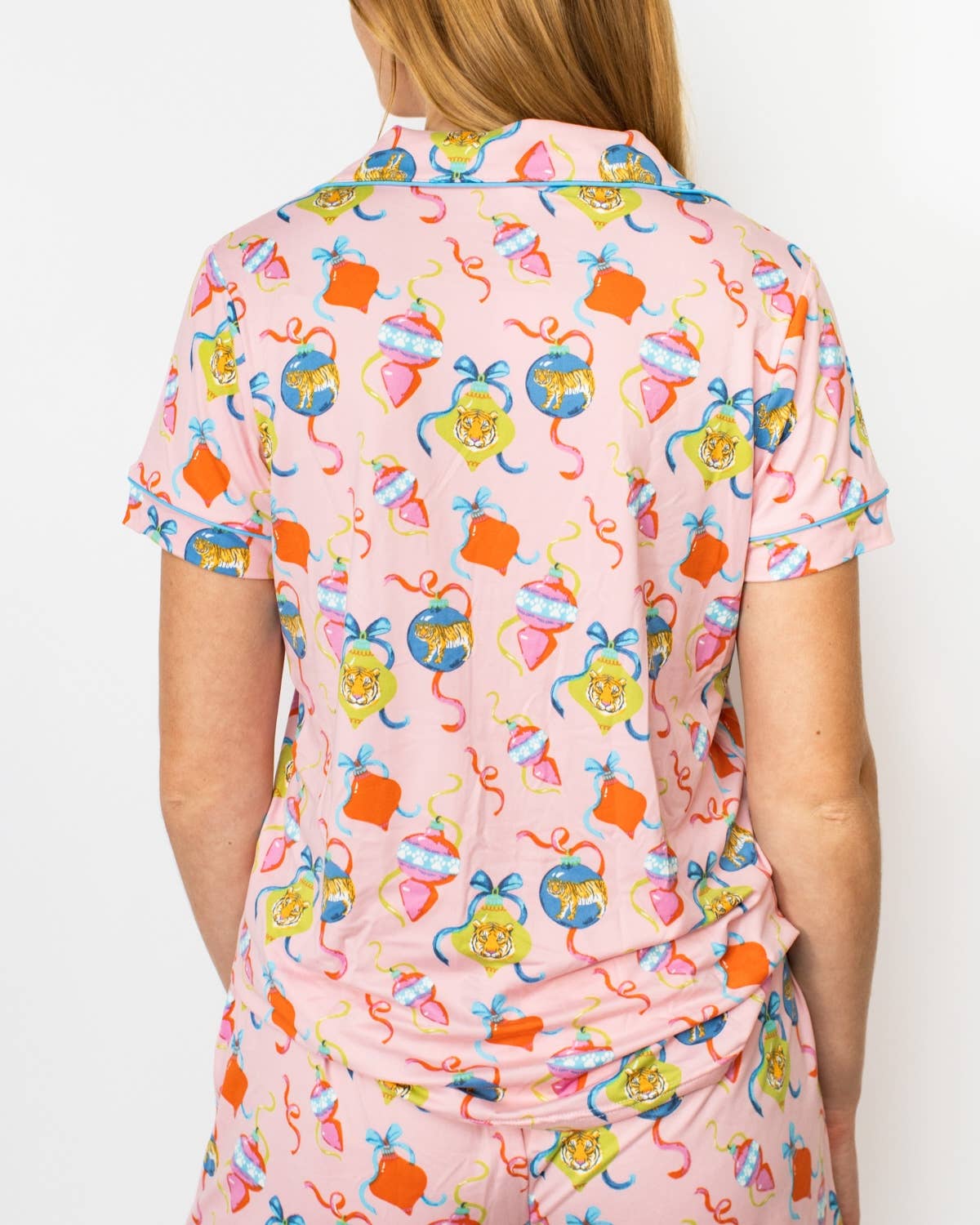 The Royal Standard - Vente Haut de pyjama – femme - Chemise de nuit à manches courtes avec boutons Tinsel et Tiger   Rose clair/Multicolore   -Assort.2